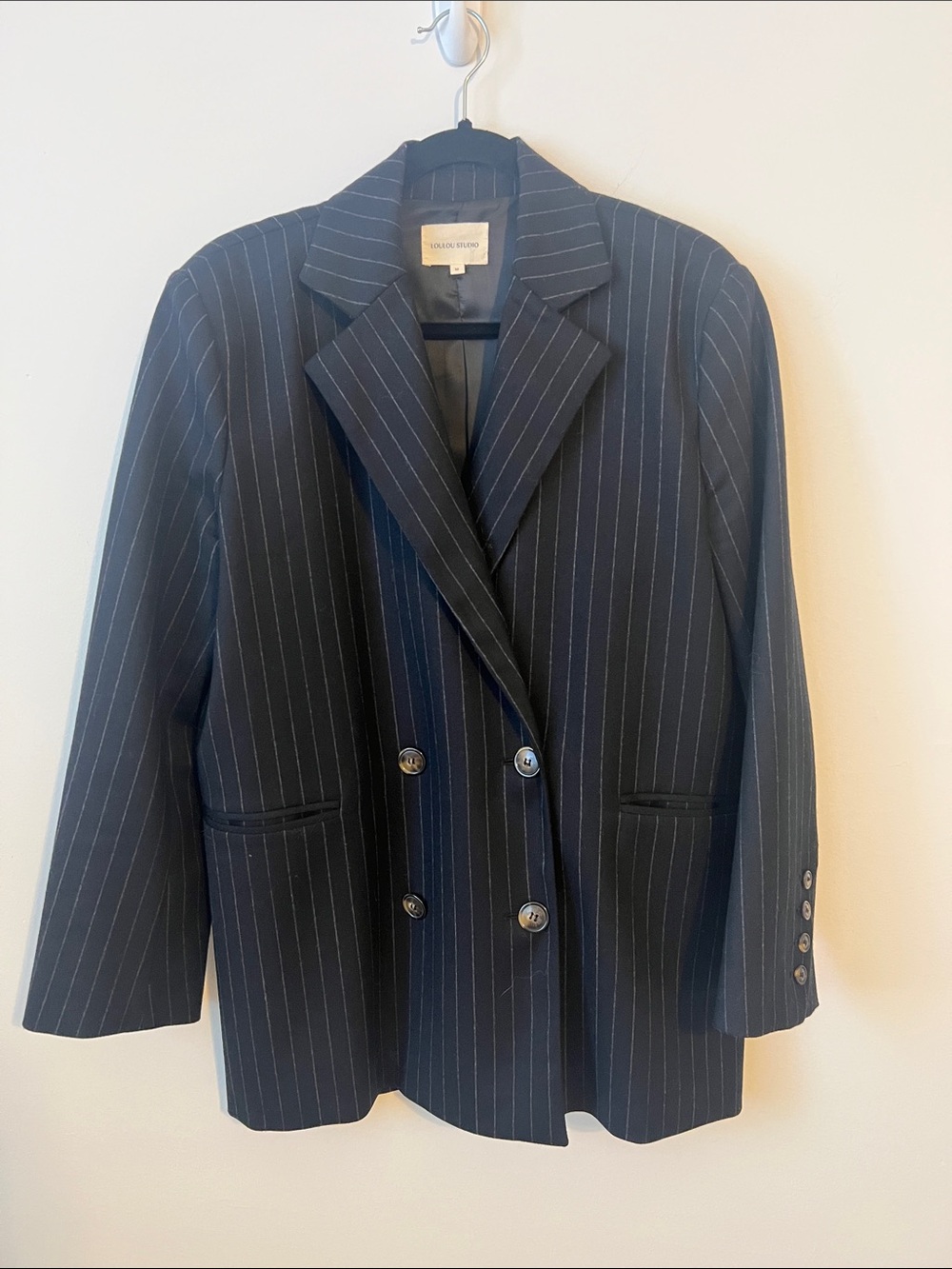 Loulou Studio black/grey pinstripe Double-Breasted Blazer
